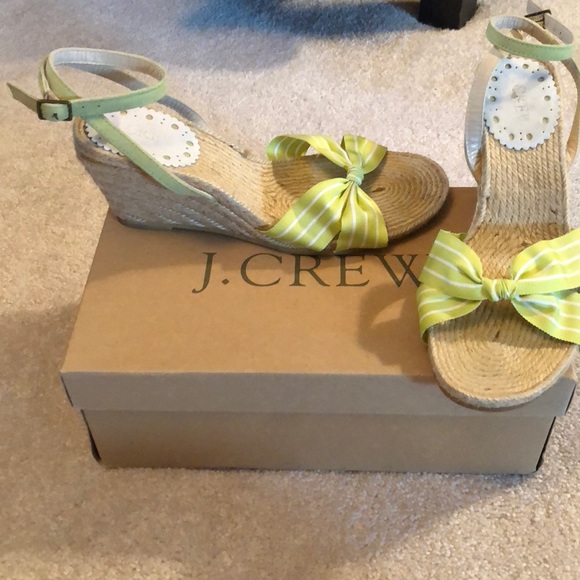 J.Crew green and white striped espadrilles - Picture 1 of 4